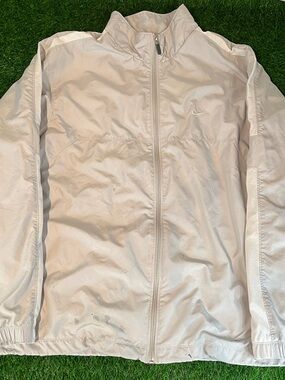 THRASHED Vintage 90s Nike Silver Tag Distressed Paint Stains Windbreaker Sz 2XL